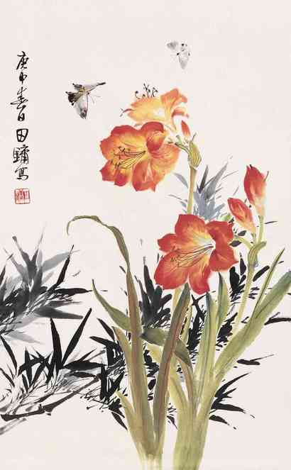 田镛 花卉 立轴